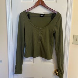 Green Urban Outfitters scoop neck Henley top
